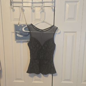 bebe Black Lace Mesh Top